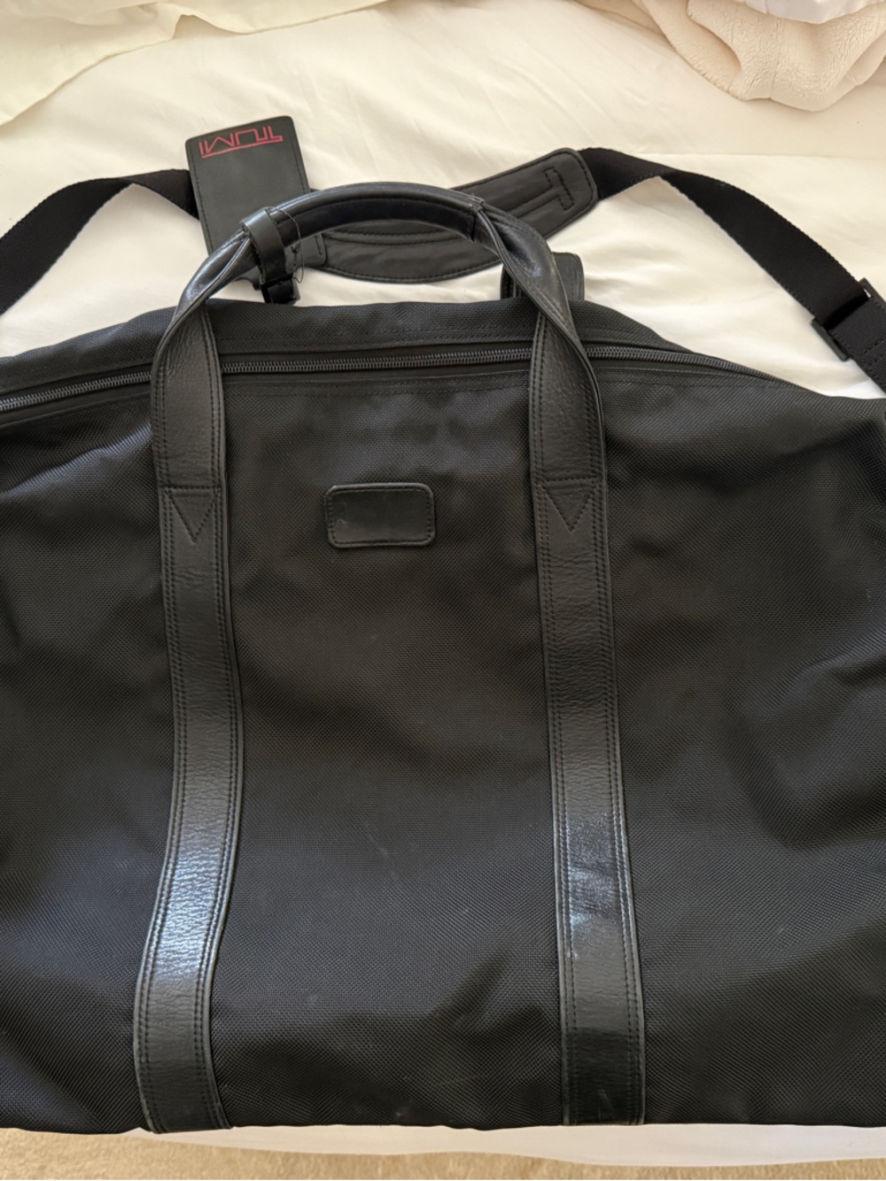 Tumi Black carry On or Weekend Bag with Leather Trim